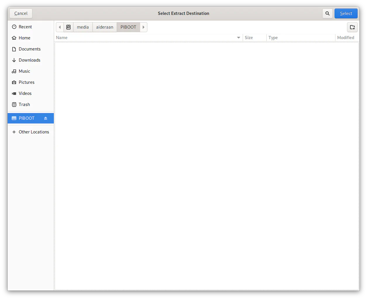 We have selected the boot partition as the destination for extracting the install tarball