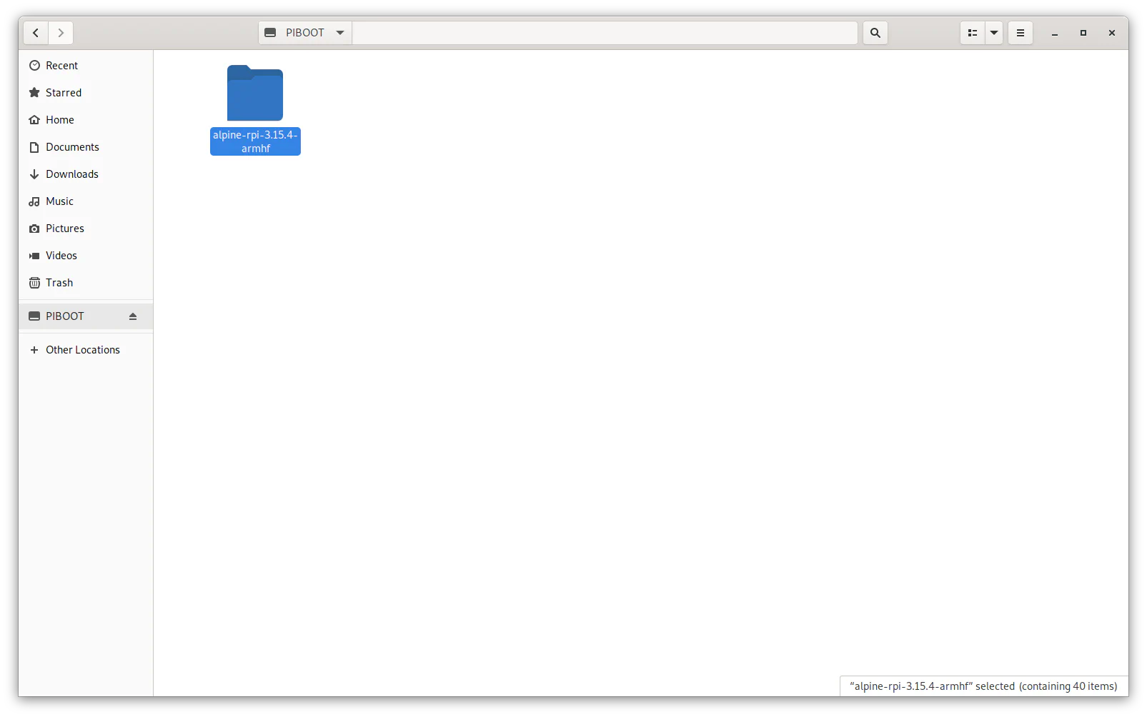 File manager showing directory creating boot files created in the boot partition
