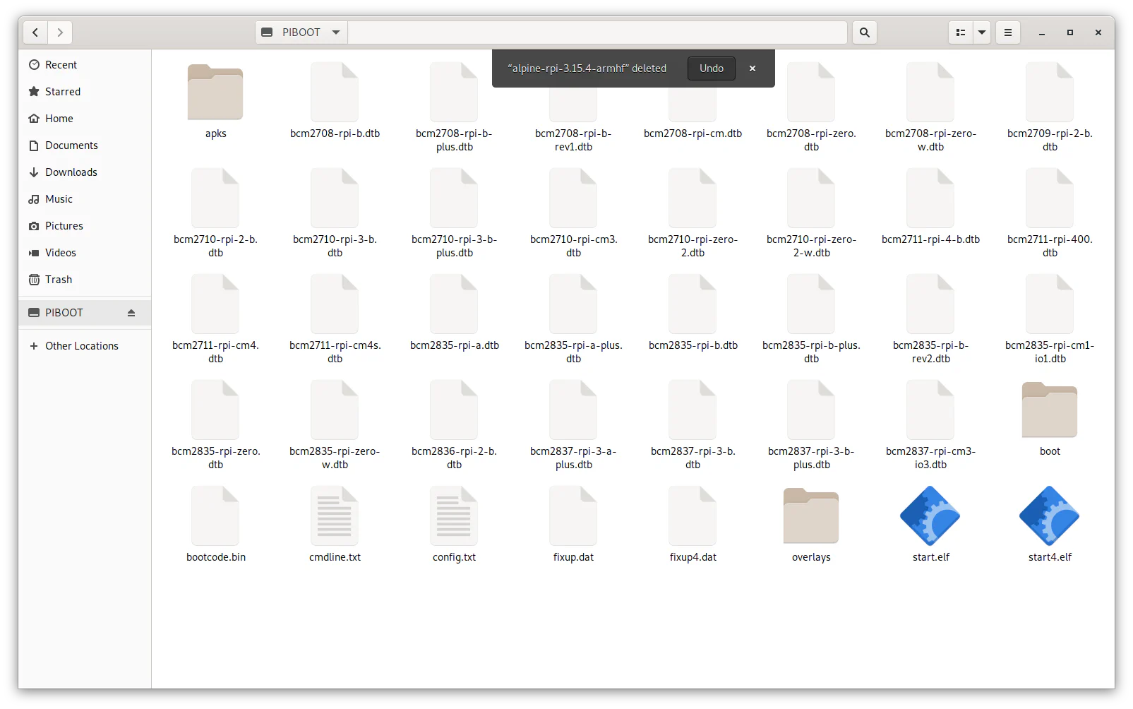 File manager showing result of removing the now extraneous extraction directory