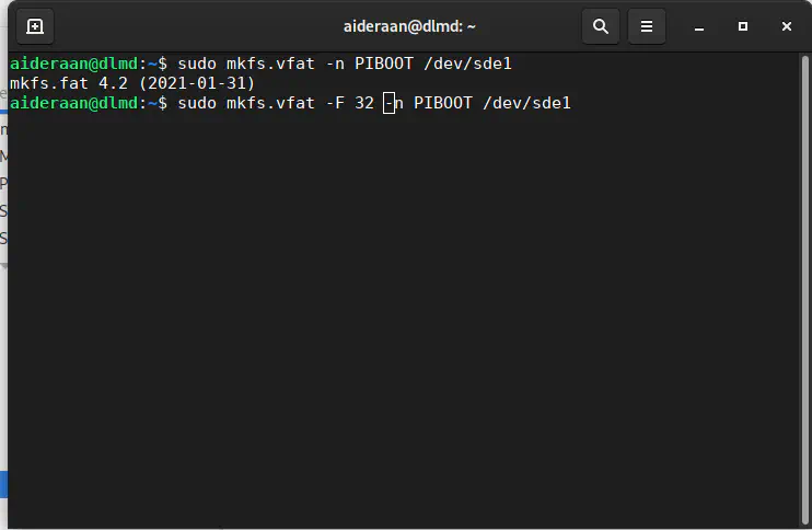 Drop to terminal to reformat as FAT 32 because GNOME disks doesn&rsquo;t have that option
