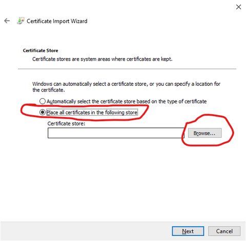 Certificate store selection in install certificate wizard