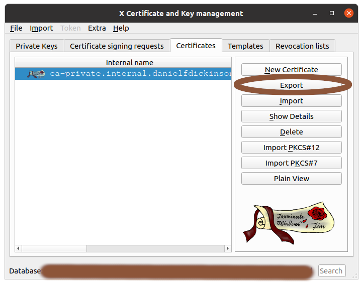 Main screen with 'Export' button circled