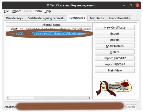 Main dialogue with a CA-signed server certificate selected