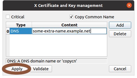 SAN dialogue with 'Apply' button circled