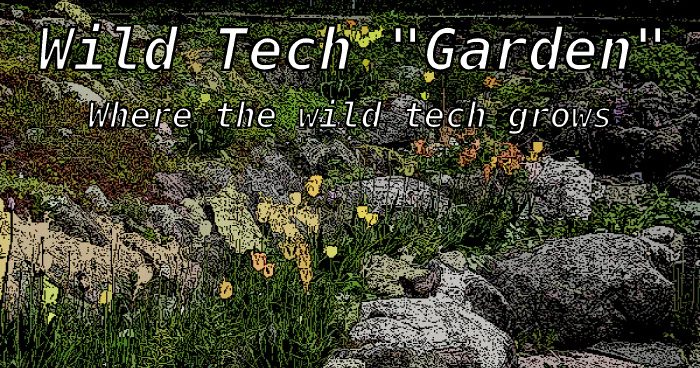 Pixelized view of a rock garden the words ‘Wild Tech “Garden”: Where the wildtech grows’ as an overlay