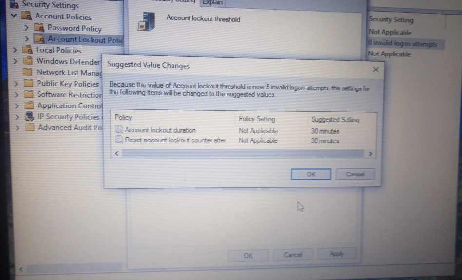 Account lockout
timeouts