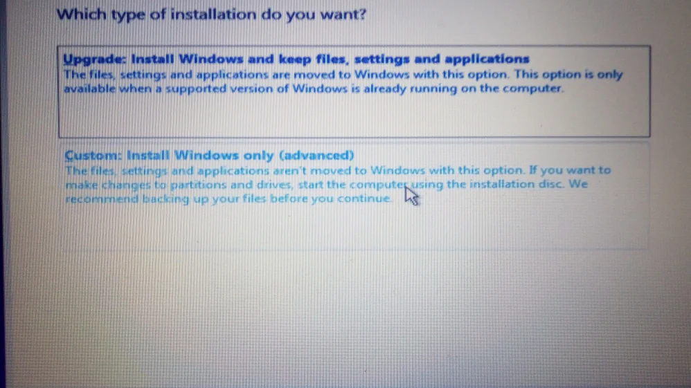 Windows 10 Choose Installation Type (Upgrade or Install)